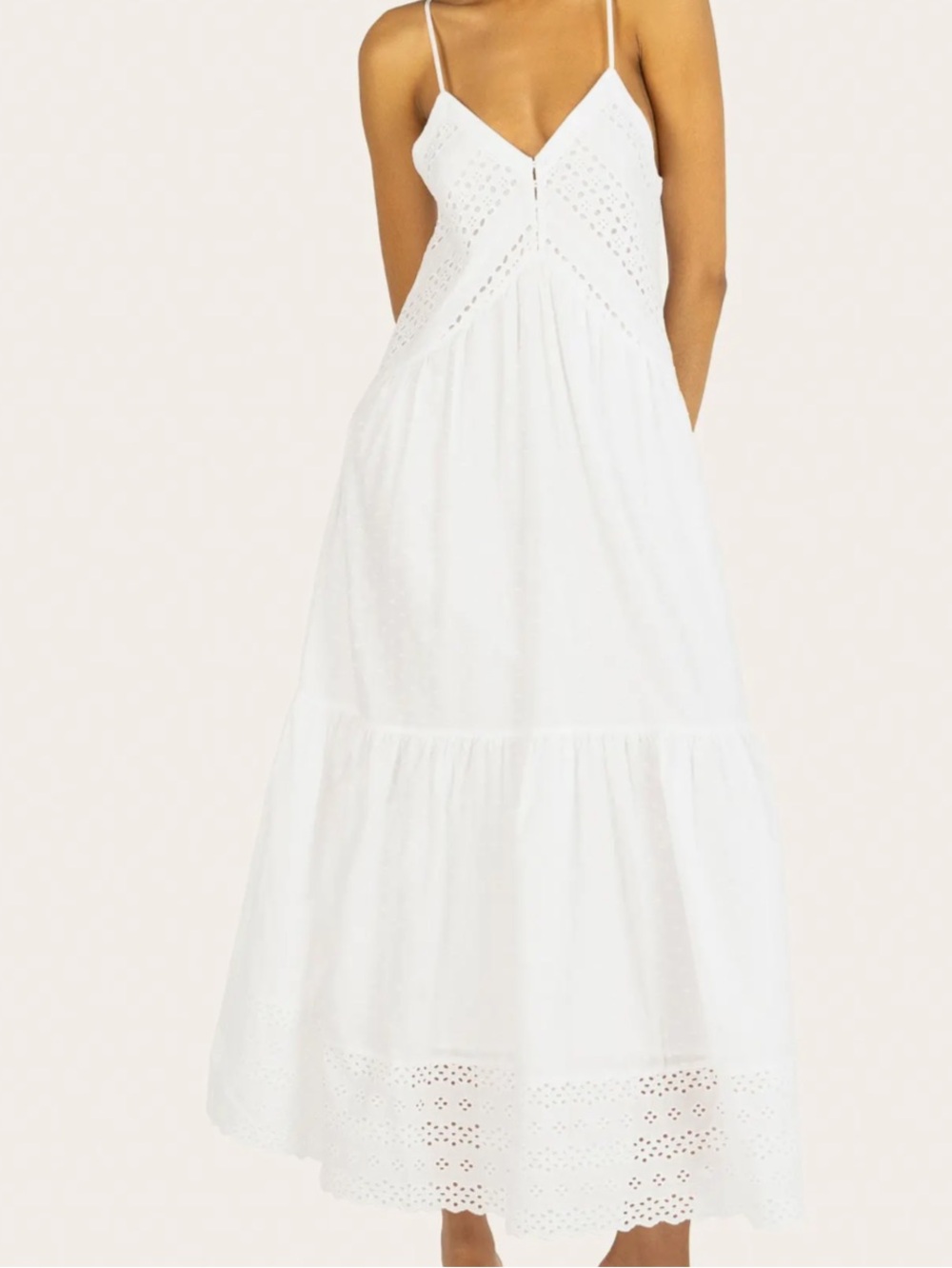 New Women's White Eyelet Halter Maxi Dress - Elegant Summer Style size M